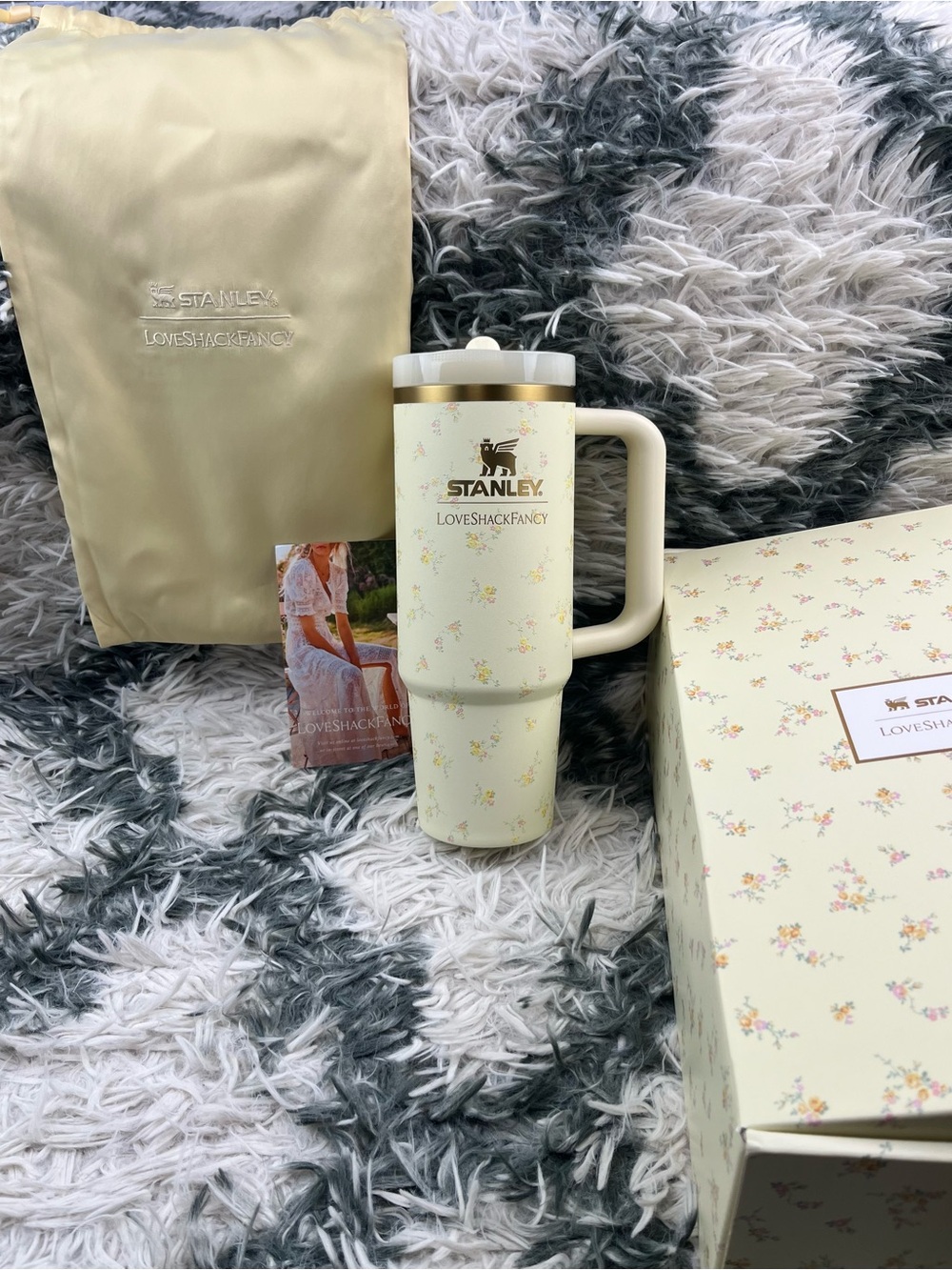 Stanley X Loveshackfancy 30oz tumbler with box dust bag floral yellow